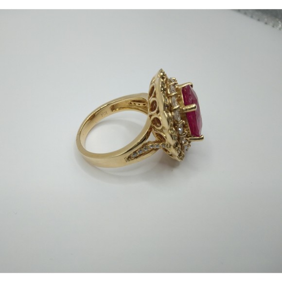 14kt Gold Flower Ruby 5.85ct Dimond Ring 1.38ct - Picture 4 of 8